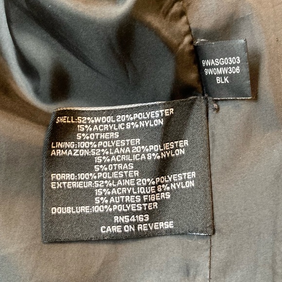 🍀Nine West Wool Double Breasted Black Pea Coat - Picture 5 of 5